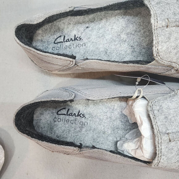 Clarks Gorwin Step Grey Suede Leather Washable Comfort Loafers Men's Size 10.5 - Picture 6 of 9